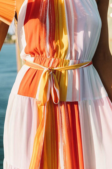 Multi colour maxi jurk.