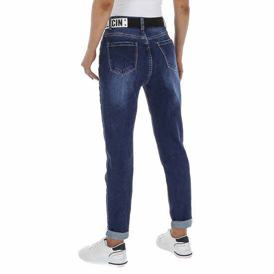 Trendy blauwe loose fit jeans in+riem.