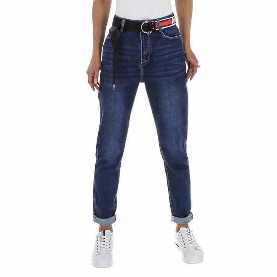 Trendy blauwe loose fit jeans in+riem.