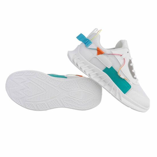 Witte lage mixed sneaker Nikki.