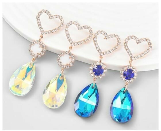 Romantische luminous waterdruppel oorbellen met hart.