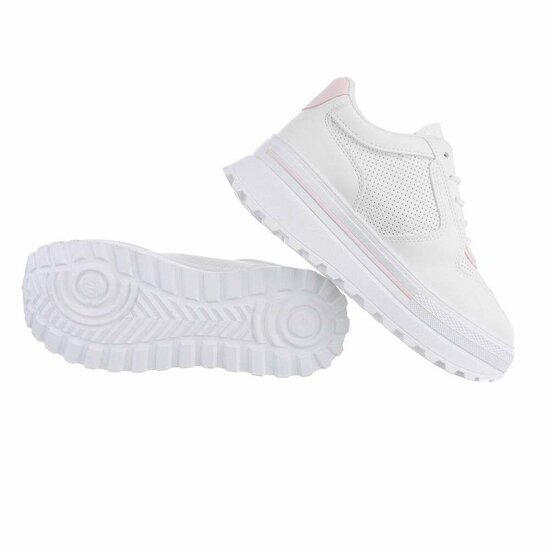 Wit-rosse lage sneaker Annelies.