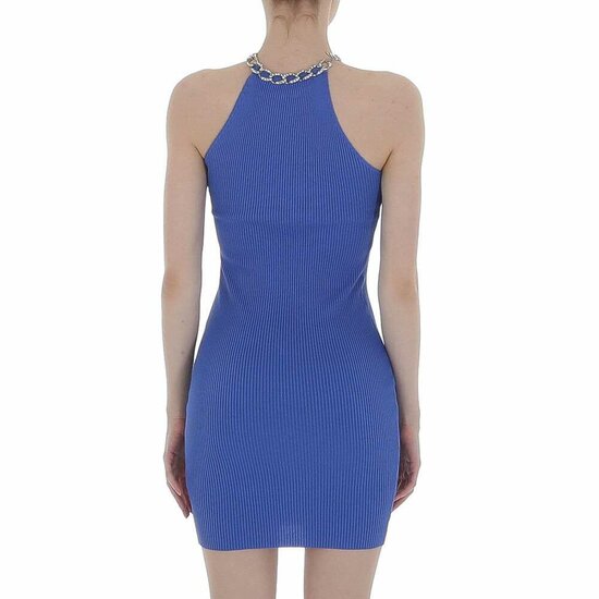 Blauwe mini bodycon jurk in fijne maille.