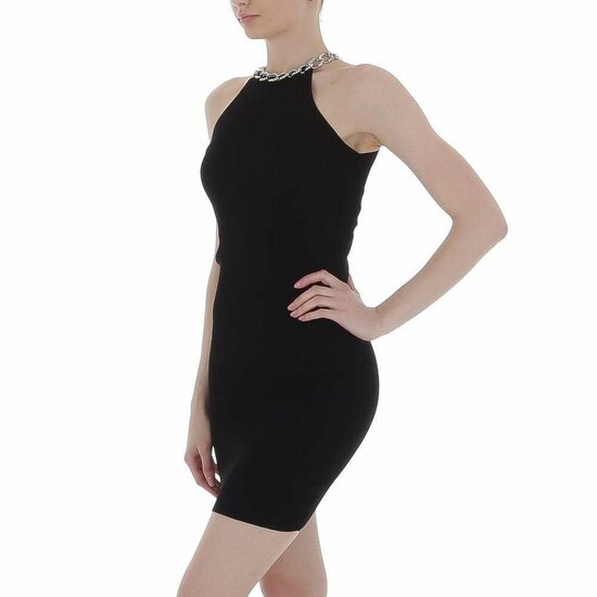 Zwarte mini bodycon jurk in fijne maille.