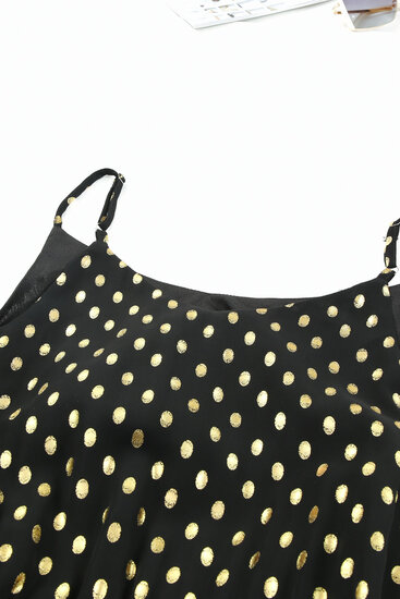 Zwarte lange boho cut out jurk met dots