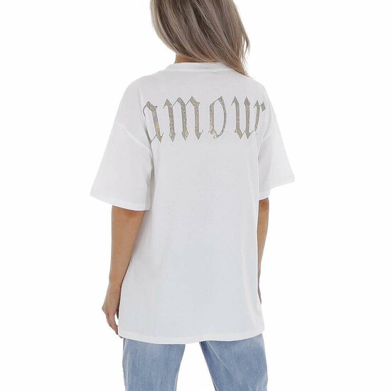 Oversized witte T-shirt met hart.