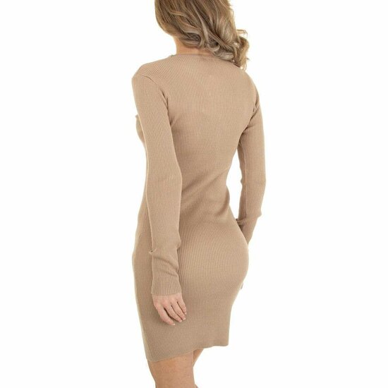 Trendy taupe midi truijurk.