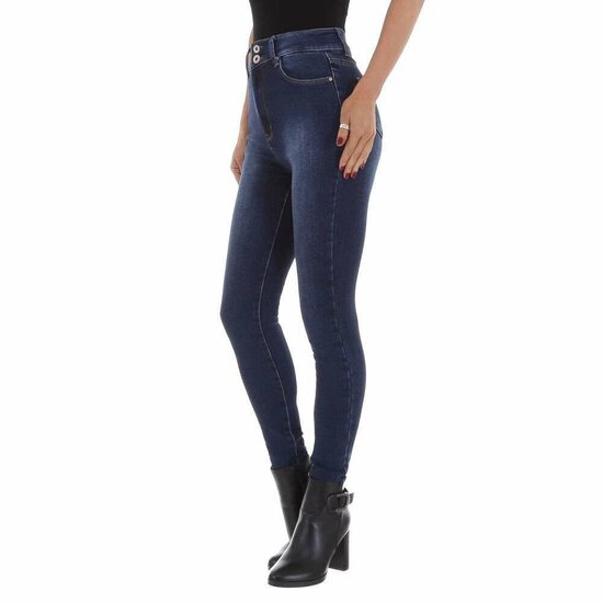 Skinny blue jeans met hoge taille.