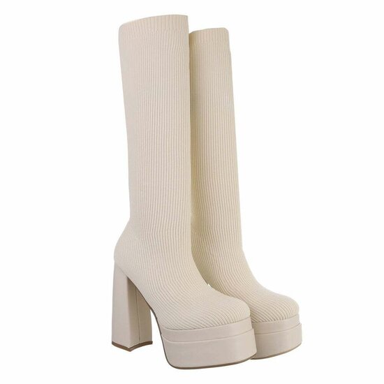 Beige hoge sock laars Arabella.