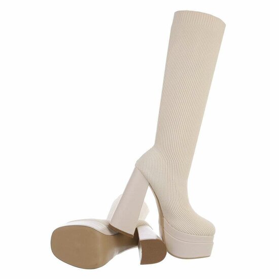 Beige hoge sock laars Arabella.