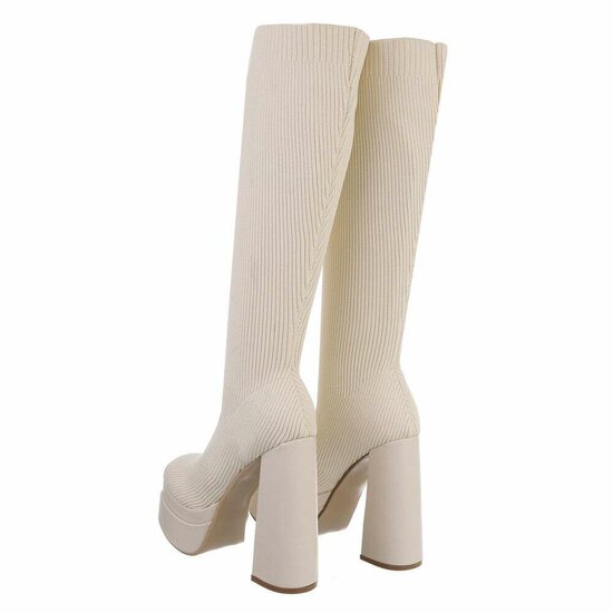 Beige hoge sock laars Arabella.