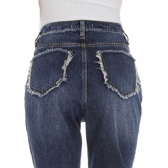 Hoge taille blue ruffeld jeans.