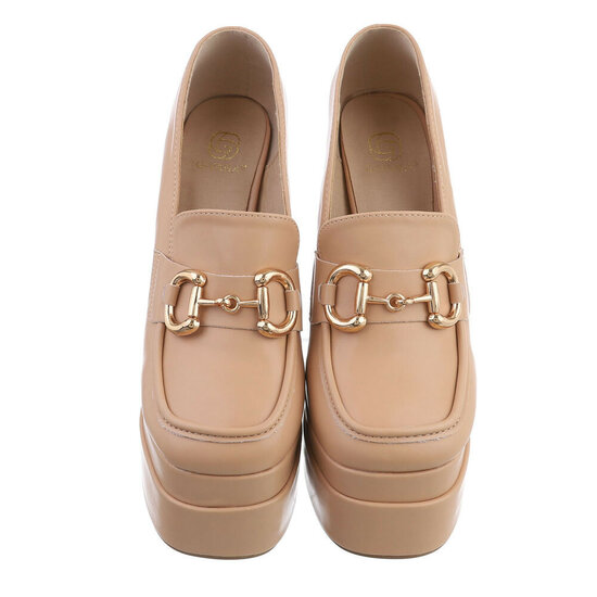 Beige extra hoge plateau pump Avia.