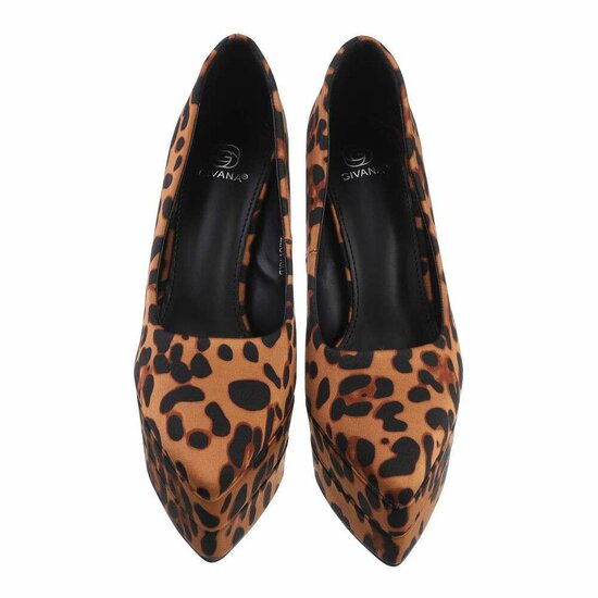 Luipaardkleurige high heel pump Antonette.