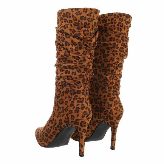 Leopardkleurig halfhoge textiel laars Aricella.