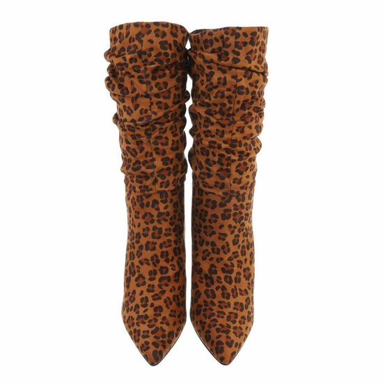 Leopardkleurig halfhoge textiel laars Aricella.