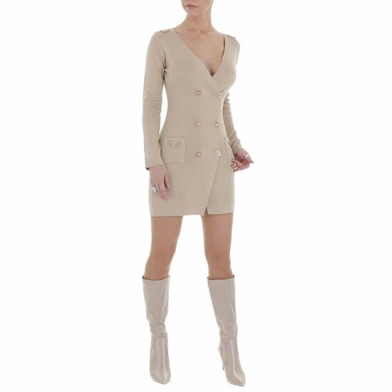 Mini beige gilet truijurk.