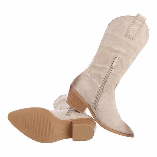 Beige daimen halfhoge laars Advika.