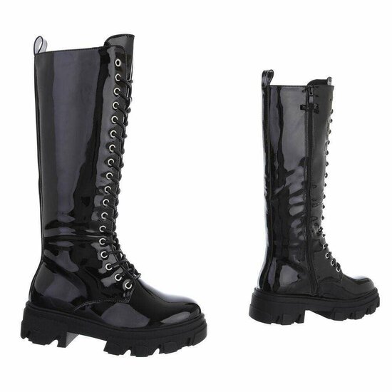 Hoge zwarte fashion lak boot Concha.