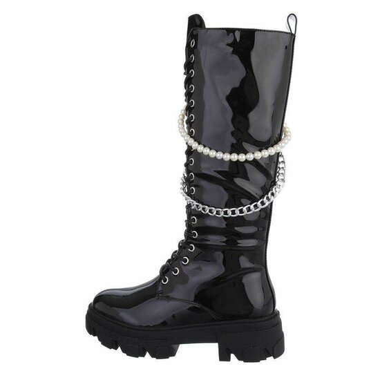 Hoge zwarte fashion lak boot Concha.