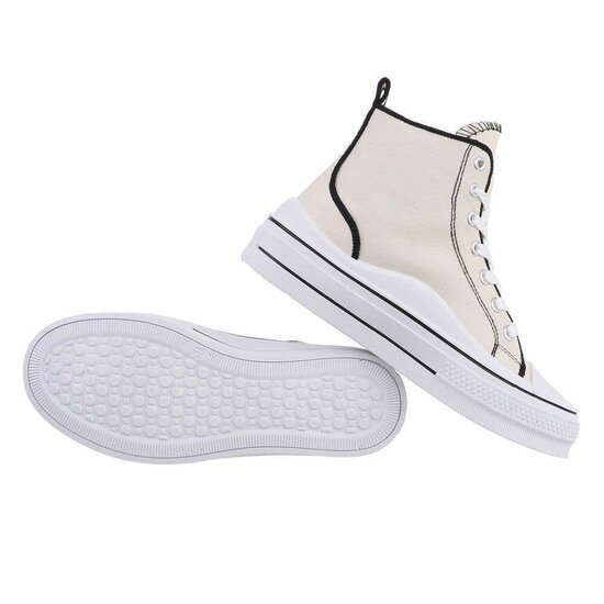 Hoge beige textiel sneaker Annelisa.