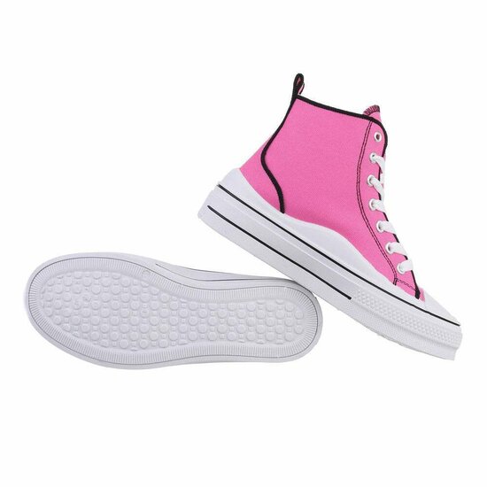 Hoge fuchsia textiel sneaker Annelisa.