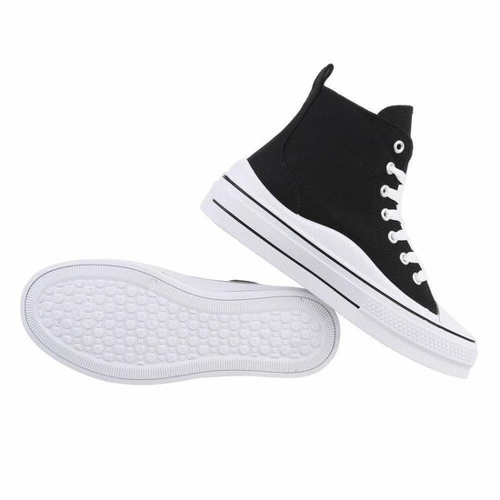 Hoge zwarte textiel sneaker Annelisa.