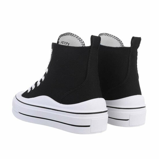 Hoge zwarte textiel sneaker Annelisa.