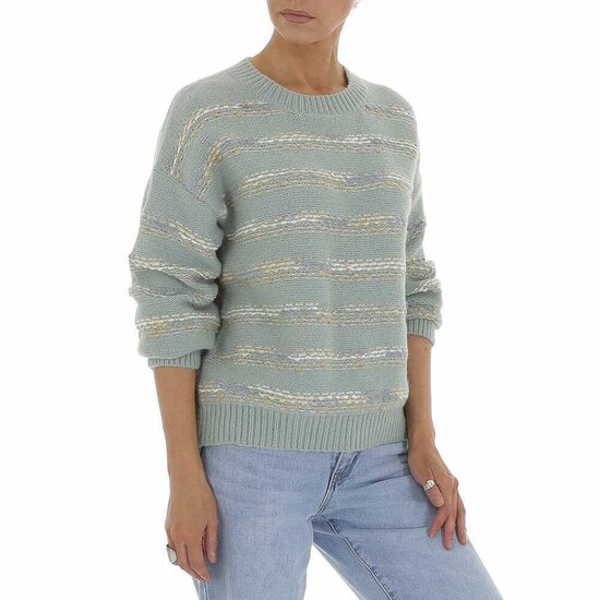 Licht groene gestreepte oversized trui.