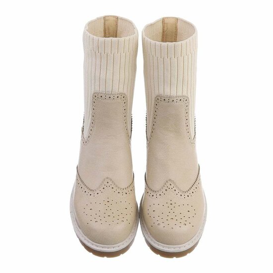 Hoog beige mixed sock enkellaarsje Jemena.
