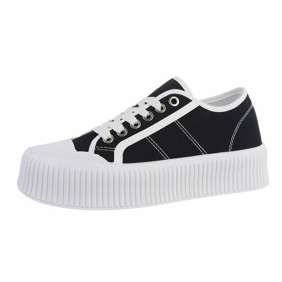 Lage zwarte textiel sneaker Solana.