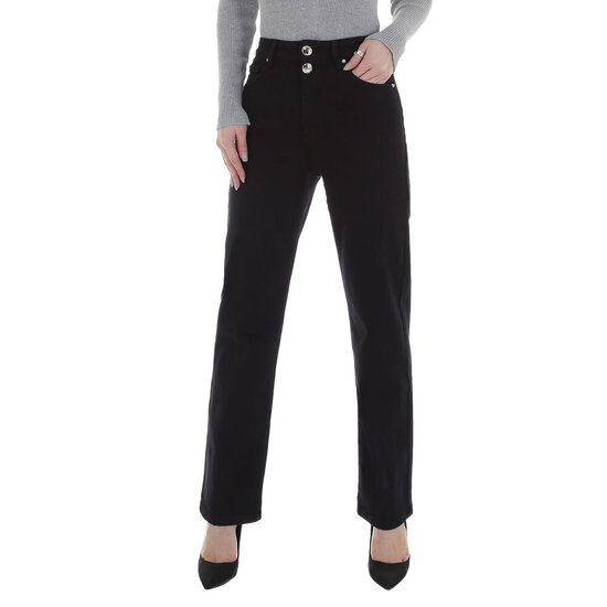 Modieuze straight fit zwarte high waist jeans.