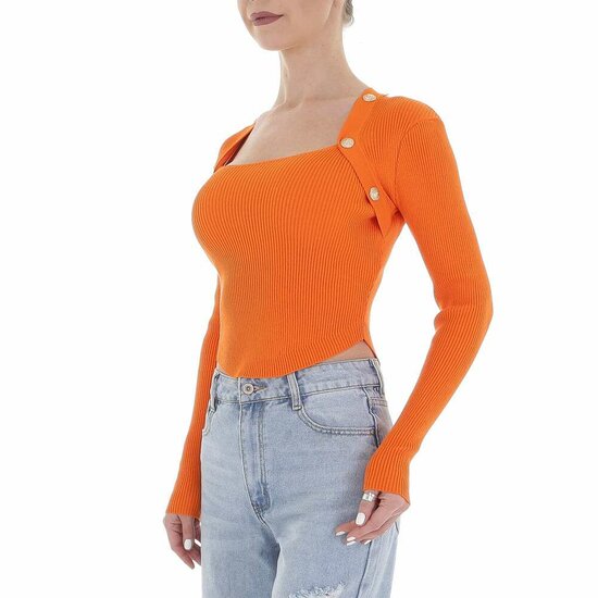 Trendy oranje crop top.
