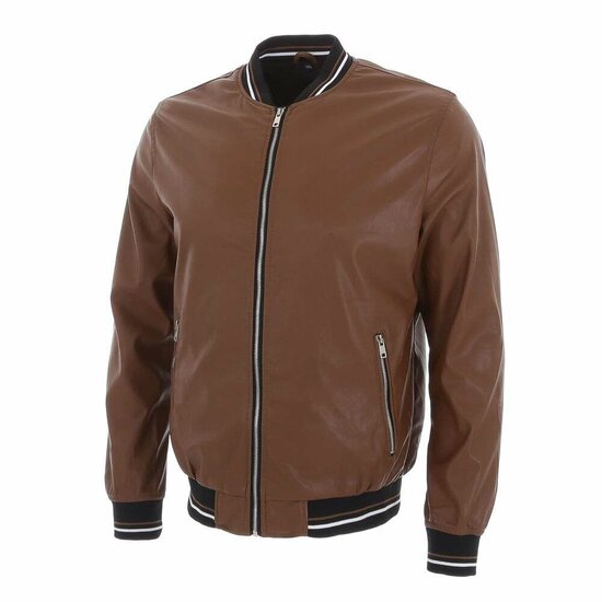 Bruine leatherlook heren jacket.