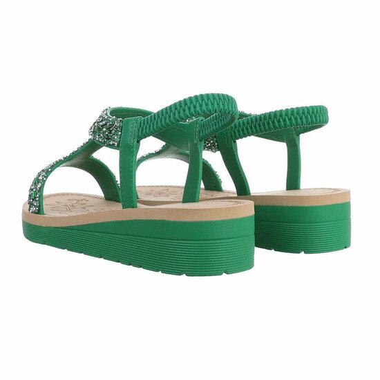 Lage groene sandaal Abella.