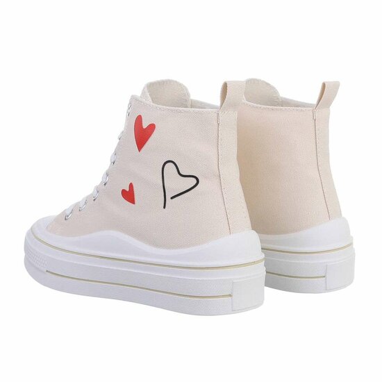 Hoge beige textiel sneaker Magdalena