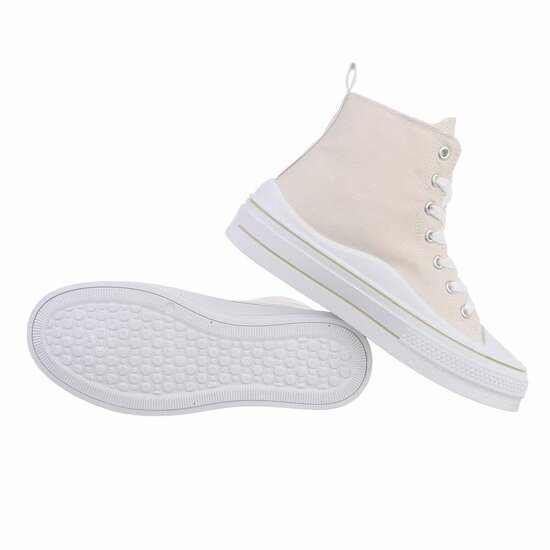 Hoge beige textiel sneaker Magdalena