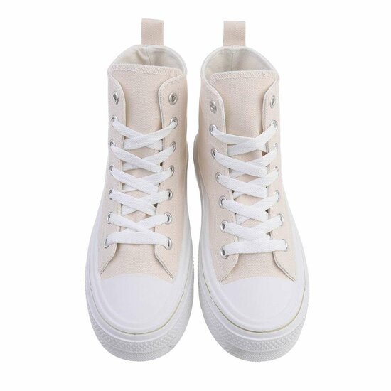 Hoge beige textiel sneaker Magdalena
