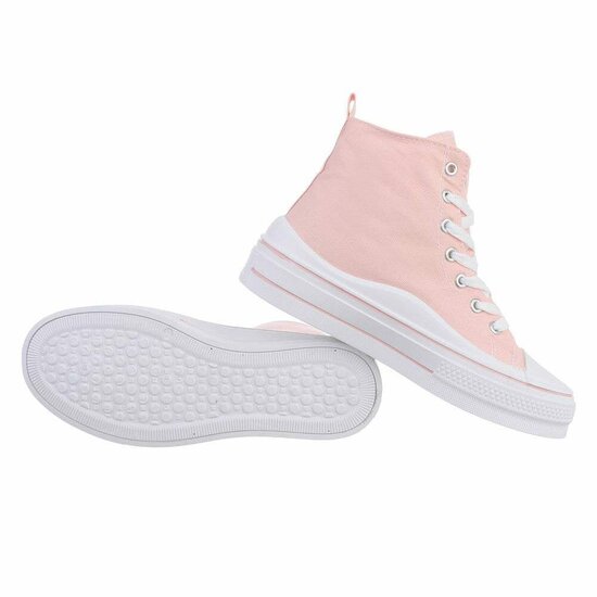 Hoge rose textiel sneaker Magdalena