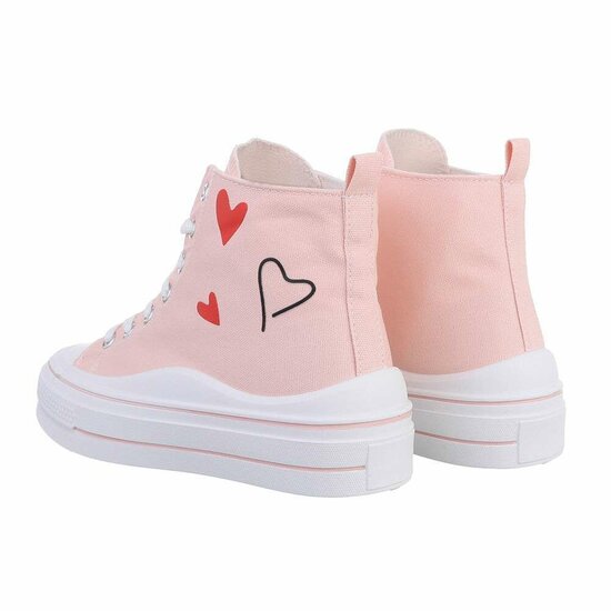 Hoge rose textiel sneaker Magdalena
