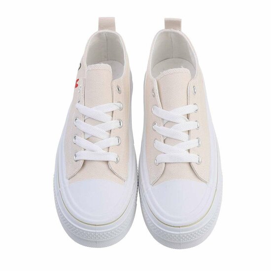 Lage beige textiel sneaker Cara.