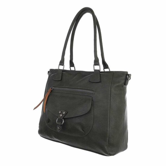 Trendy groene middel grote vintage schoudertas.
