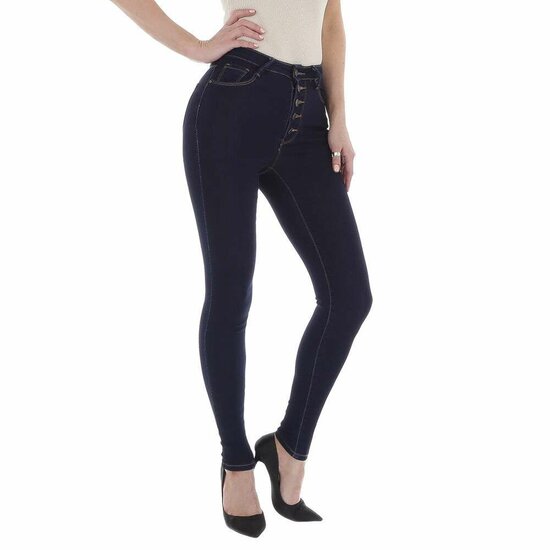 Stylische donker blauwe high waist jeans.