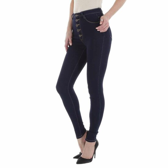 Stylische donker blauwe high waist jeans.