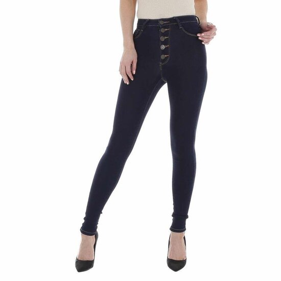 Stylische donker blauwe high waist jeans.