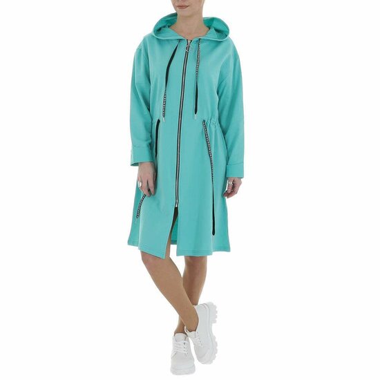 Turqouise oversized midi sweater jurk.