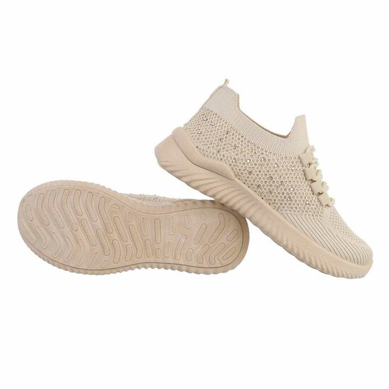 Trendy lage beige textiel sneaker Maud.