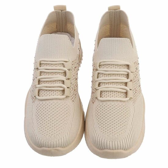 Trendy lage beige textiel sneaker Maud.