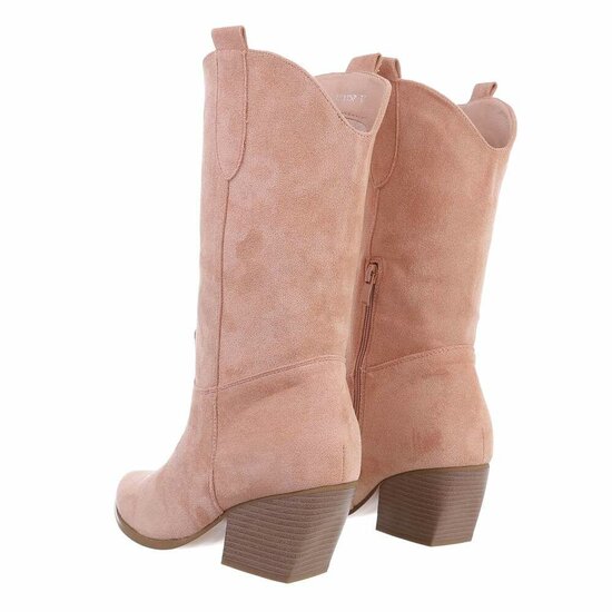 Rose suede enkellaarsje Telma