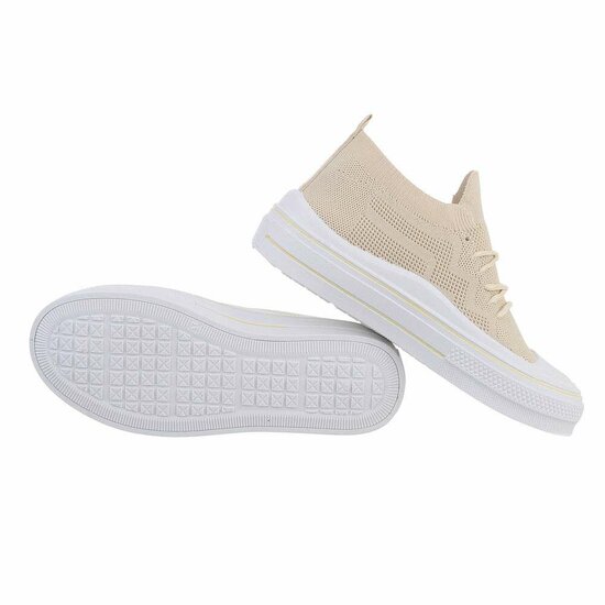 Trendy lage beige textiel sneaker Ingeborg.